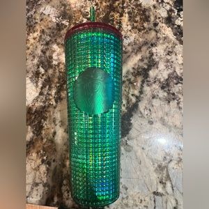 NWT Starbucks 2023 Spring Watermelon Grid Venti Tumbler 24 oz. Green& pink
